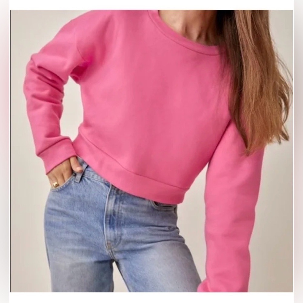 Reformation Hunter cropped sweatshirt pink size M-EUC - Picture 1 of 7